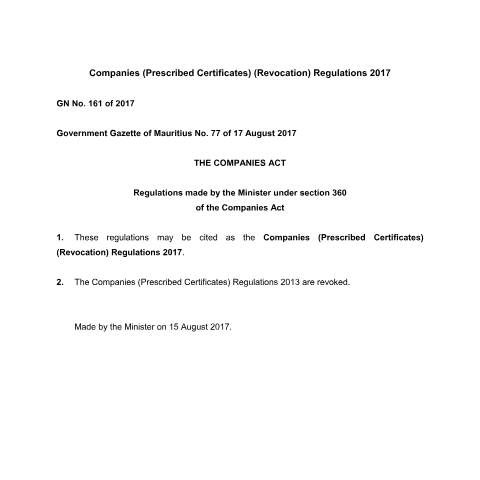 Document preview: GN. 161 of 2017 — Document, Mauritius (CERFA n°GN.-161-of-2017)