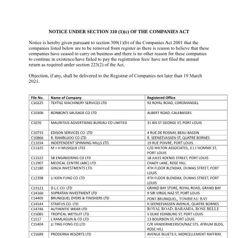 Document preview: notice jan 2021 — Document, Mauritius (CERFA n°notice-jan-2021)