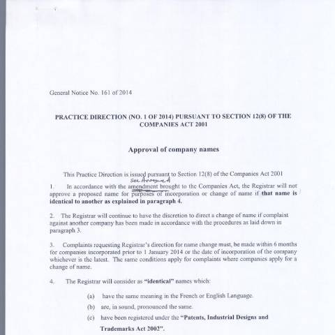 Document preview: Companies – GN 161 of 2014 — Document, Mauritius (CERFA n°Companies-GN-161-of-2014)