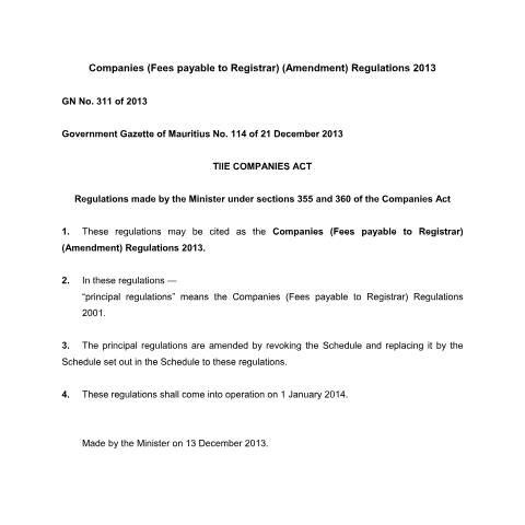 Document preview: GN. 311 of 2013 — Document, Mauritius (CERFA n°GN.-311-of-2013)