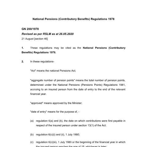 Document preview: national-pensions-contributory-benefits-regulations-no-200-1978 — Regulation / Order, Mauritius (CERFA n°national-pensions-contributory-benefits-regulations-no-200-1978)