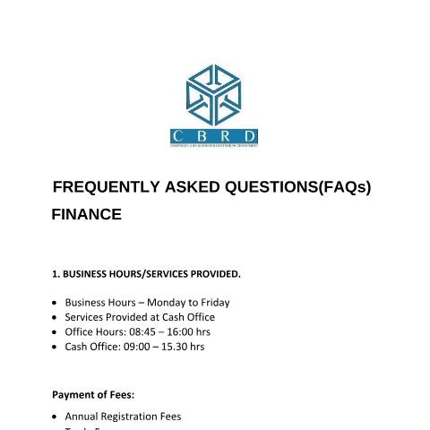 Document preview: Finance FAQs — Guide, Mauritius (CERFA n°Finance-FAQs)