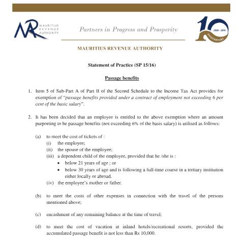 Document preview: SP 15/16 — Document, Mauritius (CERFA n°SOP291216)