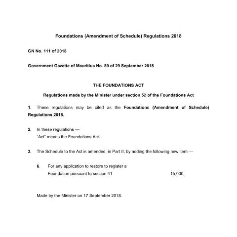 Document preview: GN No. 111 of 2018 — Document, Mauritius (CERFA n°GN-No.-111-of-2018)
