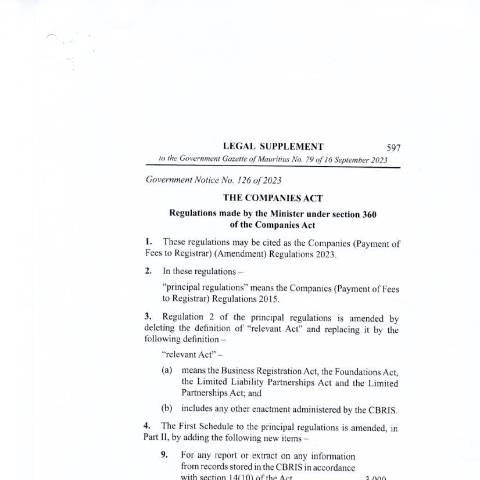 Document preview: GN. 126 of 2023 — Document, Mauritius (CERFA n°GN.-126-of-2023)