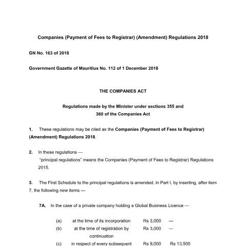 Document preview: GN. 163 of 2018 — Document, Mauritius (CERFA n°GN.-163-of-2018)