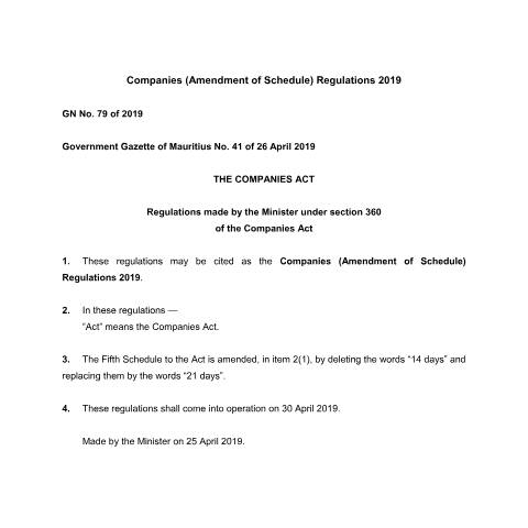 Document preview: GN. 79 of 2019 — Document, Mauritius (CERFA n°GN.-79-of-2019)