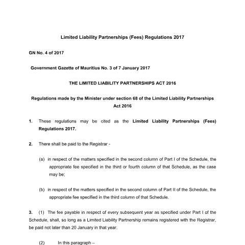 Document preview: GN No. 4 of 2017 — Document, Mauritius (CERFA n°GN-No.-4-of-2017)