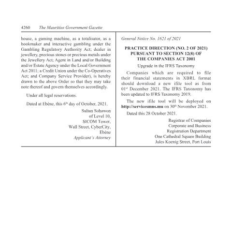 Document preview: Main_061021_pg 4260 — Document, Mauritius (CERFA n°Main_061021_pg-4260)