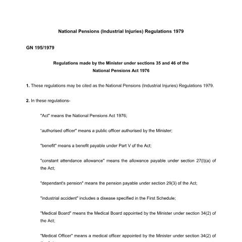 Document preview: national-pensions-industrial-injuries-regulations-no-195-1979 — Regulation / Order, Mauritius (CERFA n°national-pensions-industrial-injuries-regulations-no-195-1979)