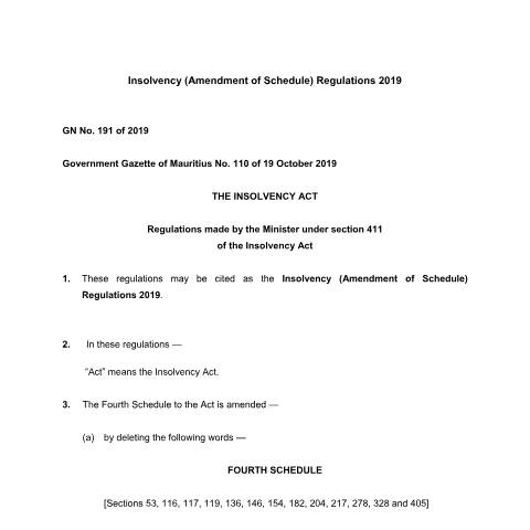 Document preview: GN No. 191of 2019 — Document, Mauritius (CERFA n°GN-No.-191of-2019)