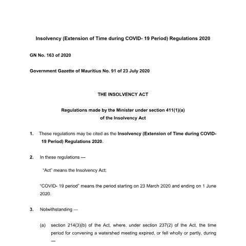 Document preview: GN No. 163 of 2020 — Document, Mauritius (CERFA n°GN-No.-163-of-2020)