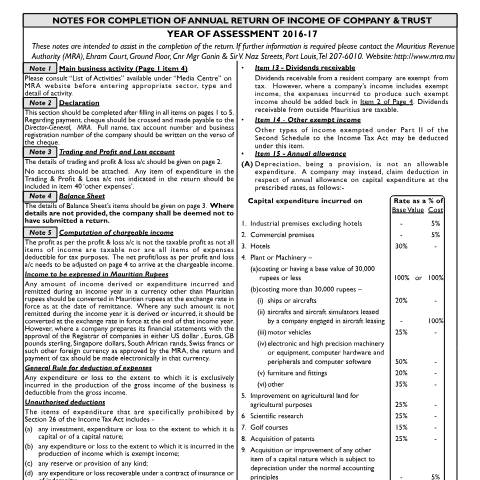 Document preview: Notes on I.T Form 3 — Form, Mauritius (CERFA n°IT033ANotes0721)