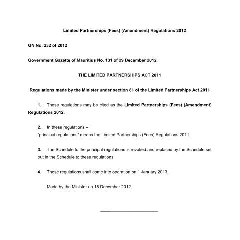 Document preview: GN No. 232 of 2012 — Document, Mauritius (CERFA n°GN-No.-232-of-2012)