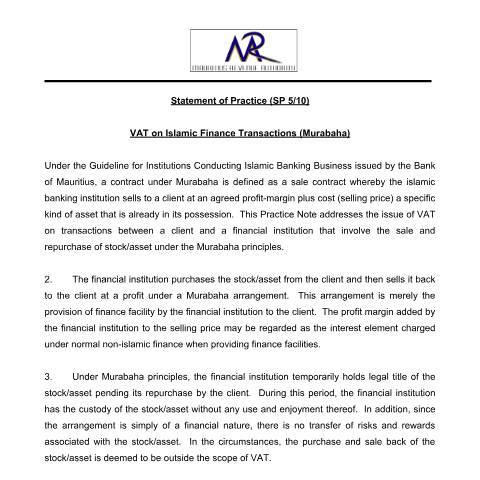 Document preview: SP 05/10 — Document, Mauritius (CERFA n°Sp05of2010)
