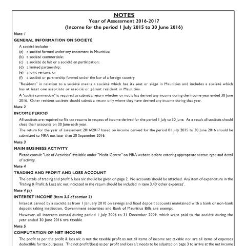 Document preview: Notes — Document, Mauritius (CERFA n°Notes06)