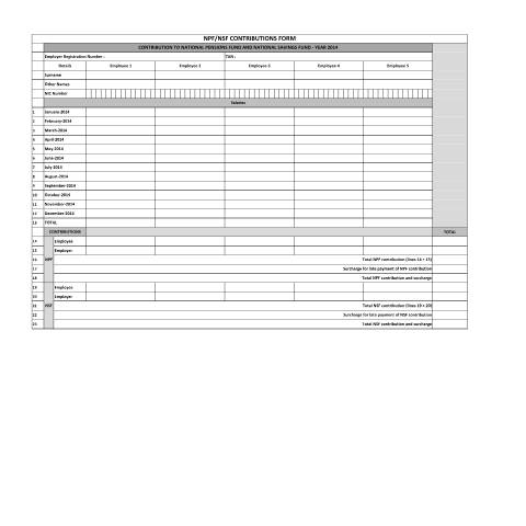 Document preview: NPF / NSF Contributions Form — Form, Mauritius (CERFA n°NPF040315)