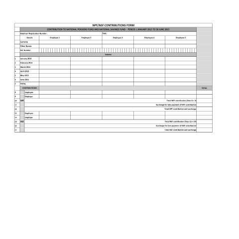 Document preview: NPF / NSF Contributions Form — Form, Mauritius (CERFA n°NPFNSF100915)
