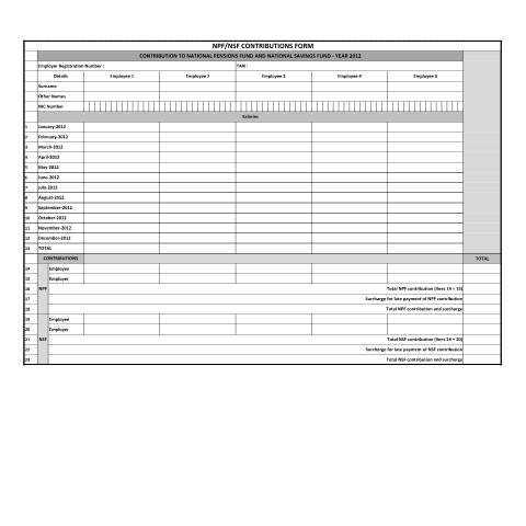 Document preview: NPF / NSF Contributions Form — Form, Mauritius (CERFA n°FormNSF2013)