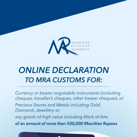 Document preview: Online Declaration to MRA Customs — Form, Mauritius (CERFA n°OnlineCurrencyDeclaration)