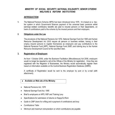 Document preview: gsocial1 — Document, Mauritius (CERFA n°gsocial1)