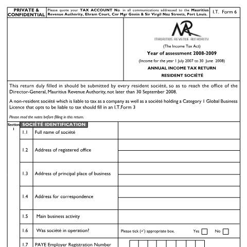 Document preview: 2008/2009 — Document, Mauritius (CERFA n°Soc06_210808)