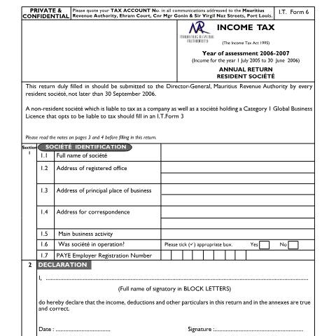 Document preview: 2006/2007 — Document, Mauritius (CERFA n°Soc0607)