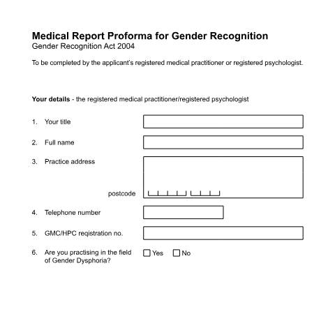 Document preview: Gender Recognition Certificate: writing medical reports — HM Courts & Tribunals Service, United Kingdom