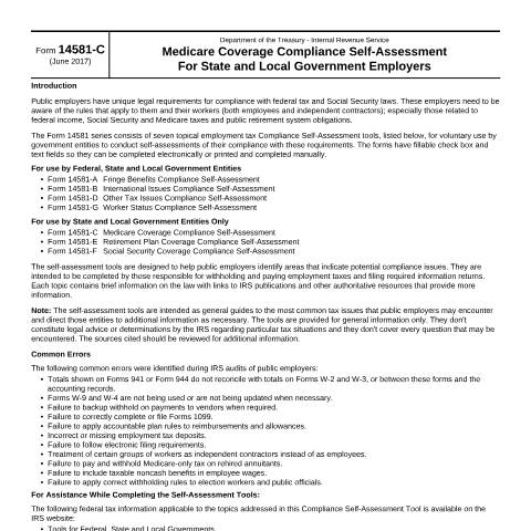 Document preview: IRS Form f14581c — IRS, United States (CERFA n°14581C)