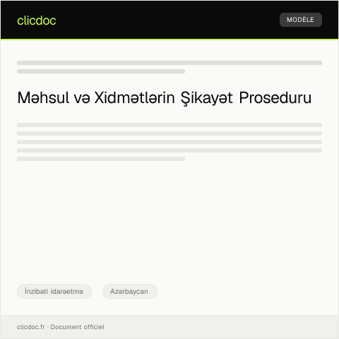 Document preview: Məhsul və ya xidmətin elanından şikayət — İnzibati idarəetmə, Azərbaycan