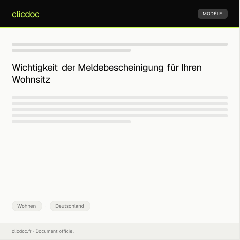 Dokumentvorschau: Bescheinigung über den aktuellen Wohnsitz – Meldebescheinigung — Wohnen, Deutschland