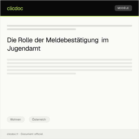 Dokumentvorschau: Meldebestätigung für das Jugendamt — Wohnen, Österreich