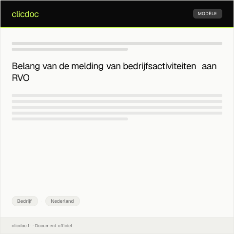 Documentvoorvertoning: Melding bedrijfsactiviteiten aan RVO — Bedrijf, Nederland