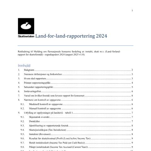 Document preview: Melding om flernasjonale konserns fordeling av inntekt, skatt m.v. som vedlegg — Skatteetaten / Forms, Norge (CERFA n°RF-1352)
