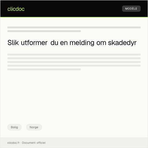 Document preview: Melding om skadedyr — Bolig, Norge