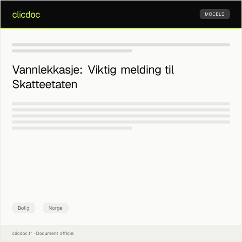 Document preview: Melding om vannlekkasje — Bolig, Norge