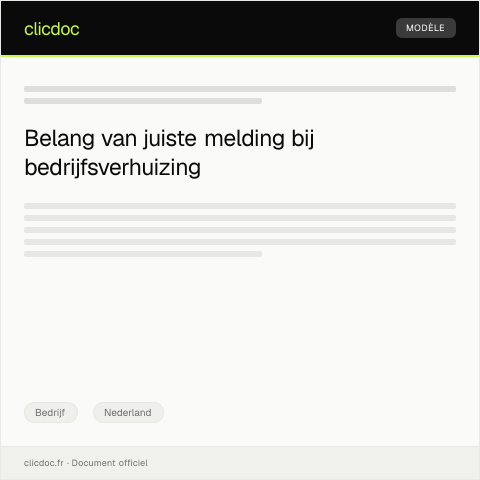 Documentvoorvertoning: Melding van bedrijfsverhuizing — Bedrijf, Nederland