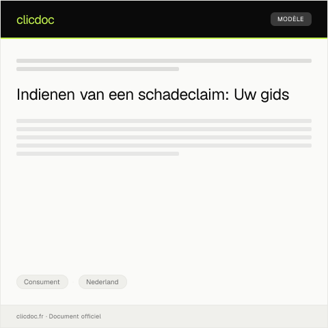 Documentvoorvertoning: Melding van een schadeclaim — Consument, Nederland