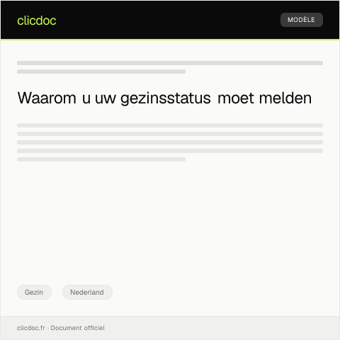 Documentvoorvertoning: Melding van verandering in gezinsstatus — Gezin, Nederland