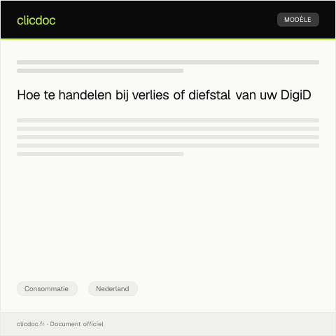 Documentvoorvertoning: Melding van verlies of diefstal van DigiD — Consommatie, Nederland