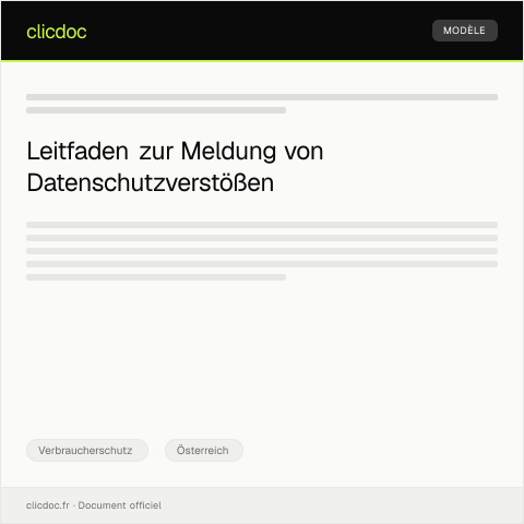 Dokumentvorschau: Meldung eines Datenschutzverstoßes bei Verbraucherinformationen — Verbraucherschutz, Österreich