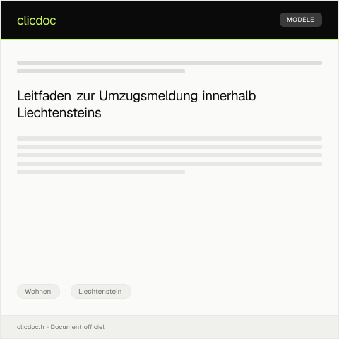 Dokumentvorschau: Meldung von Umzug innerhalb Liechtensteins — Wohnen, Liechtenstein