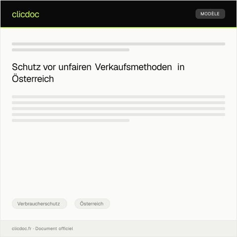Dokumentvorschau: Meldung über unfaire Verkaufsmethoden — Verbraucherschutz, Österreich