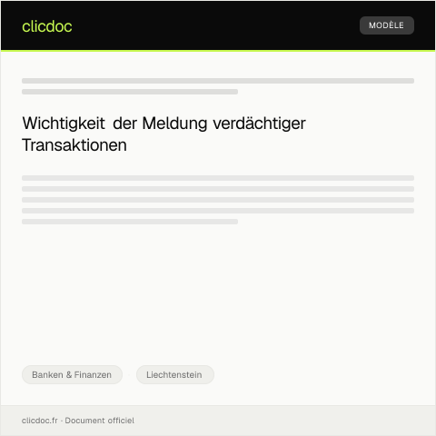 Dokumentvorschau: Meldung verdächtiger Transaktionen — Banken & Finanzen, Liechtenstein