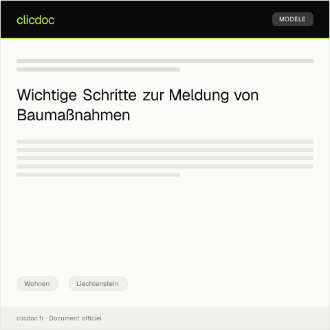 Dokumentvorschau: Meldung von Baumaßnahmen gegenüber der Baubehörde — Wohnen, Liechtenstein