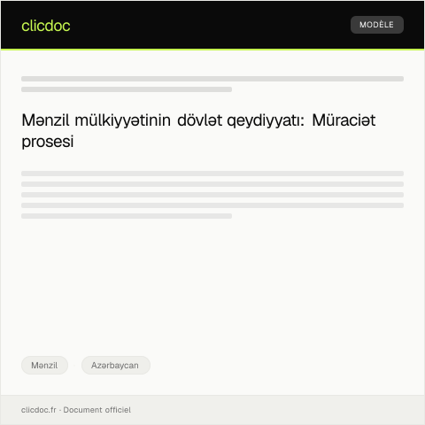 Document preview: Mənzil mülkiyyətinin dövlət qeydiyyatı üçün müraciət — Mənzil, Azərbaycan