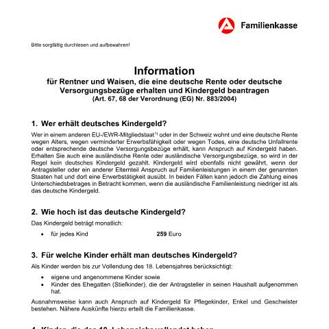 Dokumentvorschau: merkblatt-rentner-waisen_ba031625 — Öffnet in neuem Tab Information für Rentner und Waisen mit Auslandswohnsitz Informationen für Personen, die deutsche Rente oder Versorgungsbezüge erhalten und Kindergeld beantragen pdf | 173.18 KB | barrierefrei — Familienkasse/merkblatt, Deutschland (CERFA n°merkblatt-rentner-waisen_ba031625)