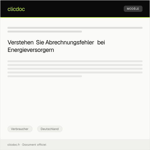 Dokumentvorschau: Mitteilung über Abrechnungs­fehler bei Energie­versorgern — Verbraucher, Deutschland