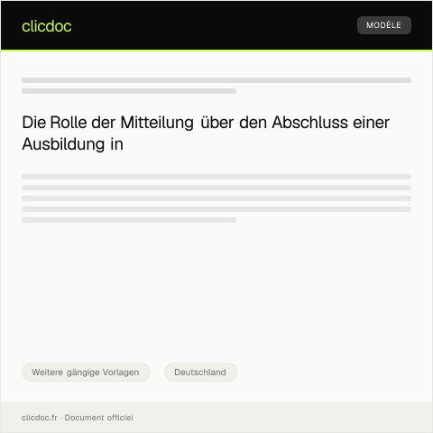 Dokumentvorschau: Mitteilung über den Abschluss einer Ausbildung — Weitere gängige Vorlagen, Deutschland