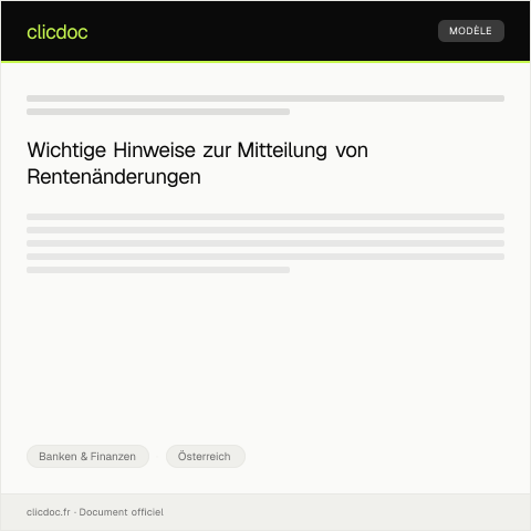 Dokumentvorschau: Mitteilung bei Änderungen im Rentenanspruch — Banken & Finanzen, Österreich